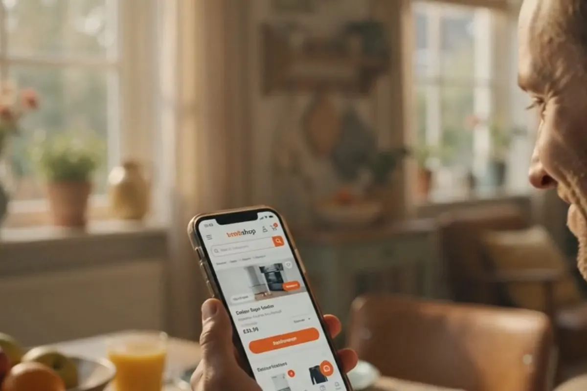 Iemand boekt een machine op zijn telefoon